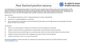 Cover letter for postdoc position in physics. Pdf Post Doctoral Position Vacancy At Khalifa University