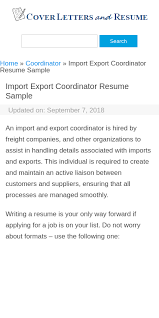 Work to find solutions when issues occur to satisfy customer needs. Import Export Resume 20 Guides Examples