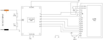 I redistributed the original arduino uno schematic to be more readable below. Digital Arduino Voltmeter 0v 12v 30v
