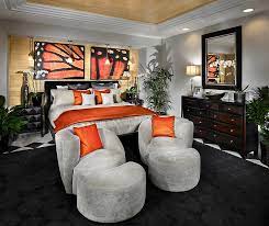 Burnt orange and black bedroom ideas. Orange And Black Interiors Living Rooms Bedrooms And Kitchens