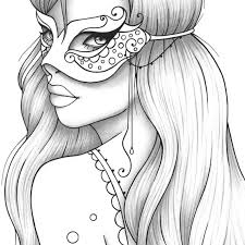 Beautiful fairy coloring pages for adults. Printable Coloring Page Girl Portrait And Mask Colouring Sheet Etsy