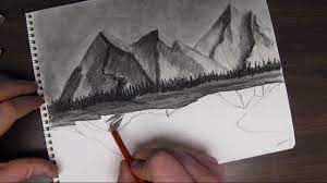 How To Draw A Mountain Landscape Using Charcoal Techniques Mountain Drawing Charcoal Art Drawings