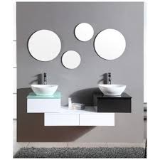 Il mobile bagno, lo specchio, le foto, lo sgabello: Bagno Italia Mobile Arredo Bagno Cm 150 Sospeso Bianco E Nero Con Lavabo D Appoggio Con Specchi Mobili Arredi 1 Eprice