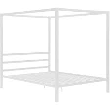 The bed, albeit being similar to the dhp rosedale model, has some stark. Modern Canopy Queen Metal Bed White Platform Bed Frame No Box Spring Required Ebay