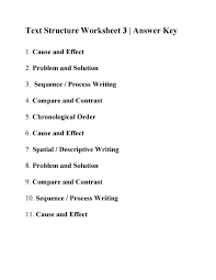 This Is The Answer Key For The Text Structure Worksheet 3 Text Structure Worksheets Text Structure Informational Text Structures