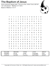 Saint valentine was a priest in rome when christians were persecuted. The Baptism Of Jesus Word Search Sermons4kids