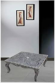 French Style Curved Legs Black Bone Inlay Coffee Table Center Table Bone Inlaid Coffee Table
