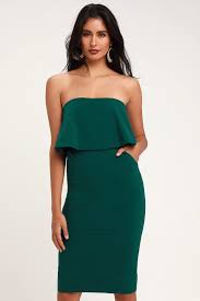 Lots Of Love Emerald Green Strapless Midi Dress Strapless Midi Dress Green Midi Dress Green Formal Dresses