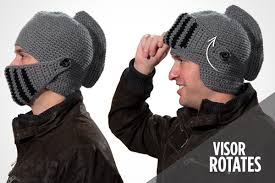 Erika knight (7) hayfield (111) imperial yarn (11) independent designer (6183) james c. Crocheted Knight Hat With Pivoting Visor And Comb