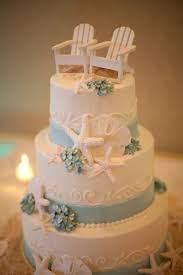 Beach Nautical Wedding Vow Renewal Cake With The Chairs Topper Could Be An Anniversary Or Reti Beach Wedding Cake Nautical Wedding Cakes Vow Renewal Cake