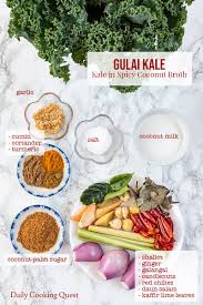 A type of cabbage with green or purple tightly curled leaves 2. Gulai Kale Kale In Spicy Coconut Broth Recipe Daily Cooking Quest