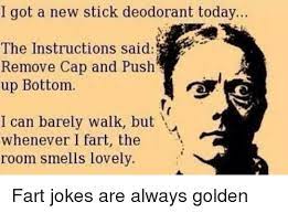 I Got A New Stick Deodorant Today The Instructions Said Remove Cap And Push Up Bottom I Can Barely Walk But Whenever I Fart The Room Smells Lovely Jokes Meme On