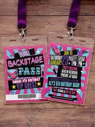 Retro Neon Vip Pass Backstage Pass Vip Invitation Etsy Dance Party Birthday Rock Star Birthday Rockstar Birthday Party