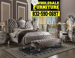 Our knowledgeable staff can answer all of your furniture related questions. Versailles California King Bed Velvet Antique Platinum Texas Wholesale Furniture Co