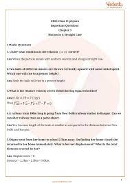Important Questions For Cbse Class 11 Physics Chapter 3 Motion In A Straight Line