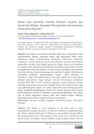 Kumpulan soal dan jawaban geom. Pdf Bahan Ajar Geometri Analitik Berbasis Geogebra Dan Kreativitas Belajar Dapatkah Meningkatkan Kemampuan Pemecahan Masalah