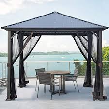 Great savings & free delivery / collection on many items. Buy Asteroutdoor 10x10 Outdoor Hardtop Gazebo For Patios Galvanized Steel Canopy For Shade And Rain With Mosquito Netting Metal Frame For Lawn Backyard And Deck 99 Uv Rays Block Black Online In