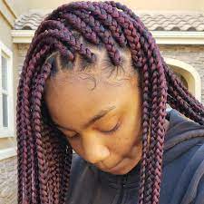 Medium Box Braids Extra Long Length Burgundy Beauties Width Consistancy Is What Makes For A Beautif Medium Box Braids Burgundy Box Braids Hair Styles