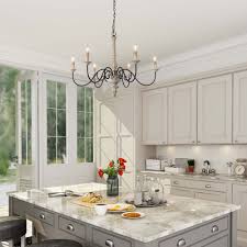 Shop Farmhouse 6 Light Persian White French Country Chandelier Rustic Wood Island Lighting For Kitchen D37 H28 Overstock 25454915