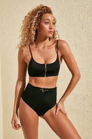 Trendyolmilla Siyah Yuksek Bel Kemerli Bikini Alti Tbess20ba0246 2020 Bikini Modelleri Bikini Plaj
