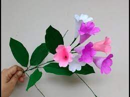 How To Make Paper Flowers Garlic Vine Mansoa Alliacea Flower 211 Youtube Paper Flower Video Paper Flowers Craft Paper Flowers Diy