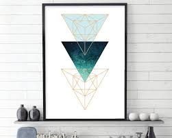 Downloadable Scandinavian Printable Art Scandi Geometric Modern Wall Art Minimalist Poster Print Triangles Aqua Turquoise Green Copper Gold Geometric Art Printable Geometric Printable Printable Art