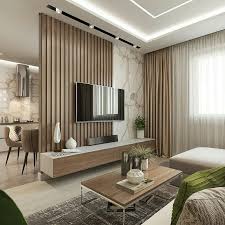 Turn your small living room into an artistic space with a play of geometric shapes and lovely patterns. Tv Benk Og Bord Til Kjellerstue Living Room Design Modern Modern Apartment Design Apartment Design