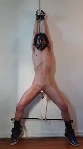 Subs horny time out. Muzzled, collared, cuffed, a balls tied tightly to a  - ThisVid.com