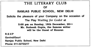 Cbse Class 12 English Writing Skills Invitation Reply 147 2 English Writing Skills English Writing Writing Skills