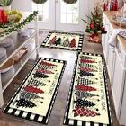 Bsmathom Christmas Kitchen Rugs Sets of 3, Non Slip Washable Kitchen Mats for Floor, Xmas Trees Merry Christmas Kitchen Runner Rug Non Skid for Hallway Laundry Room Home Floor Decorations