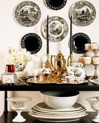 Black White Gilded Black And White Decor Plates On Wall Black And White Dishes