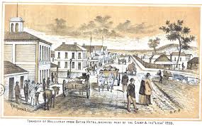 This Is 1855 Postcard View Of Lydiard St In Ballarat Looks From Bath S Hotel To The Police Enclosure On The Far Right History Ballarat Victoria Australia