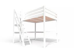 Le lit mezzanine c'est pratique quand on a peu de place. Lit Mezzanine Sylvia Avec Escalier De Meunier Bois 140x200 Blanc 1140 Lb Vente De Abc Meubles Conforama