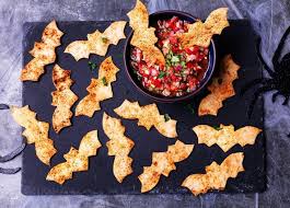 Recipe Tortilla Bats With Tomato Salsa Sainsbury S Recipe Halloween Food For Party Halloween Food Dinner Halloween Appetizers