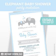 80 cute elephant bingo game cards Blue Elephant Baby Shower Invitation Printable Invite My Party Design