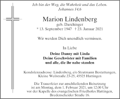 Traueranzeigen von Marion Lindenberg