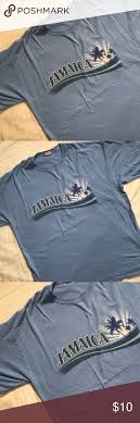 Vintage Baby Blue Jamaica Souvenir T Shirt Long Sleeve Tshirt Men Vintage Shirts Vintage Baby