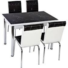 Hepsi Home Siyah Mermer Desenli Cam Masa 4 Sandalye Seti Fiyati