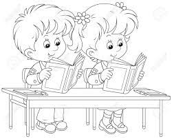 Los Escolares De Lectura En Una Leccion Kindergarten Coloring Pages School Coloring Pages Free Coloring Pages