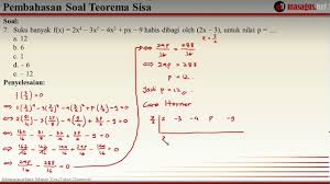 Soal latihan dan pembahasan definisi dan nilai suku banyak (polinomial). Teorema Sisa Contoh Soal Dan Penyelesaian 5 Youtube