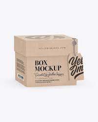 Download Kraft Cardboard Box With Label Mockup In Box Mockups On Yellow Images Object Mockups Box Mockup Packaging Mockup Cardboard Box