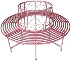 Pink Metal Outdoor Bench Tree Bench Bench Wrought Iron Pink Round Bench 360 O 161cm Garden Tree Bench Metal Outdoor Bench Outdoor Bench