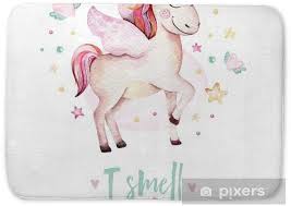 Isolated Cute Watercolor Unicorn Kids Poster Nursery Unicorns Illustration Princess Unicorns Drawing Trendy Pink Cartoon Magic Horse Bath Mat Pixers We Live To Change