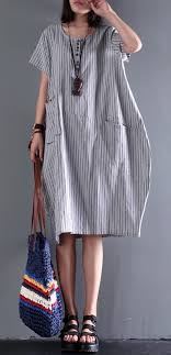 2017 New Gray Linen Dress Plus Size Sundress Cotton Summer Dresses Plus Size Sundress Cotton Dress Summer Plus Size Dresses