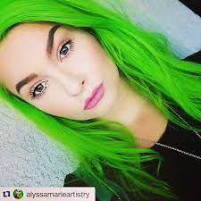 You no longer need to mix up different shades to become a creature of the sea. Manic Panic Electric Lizard Neon Hair Neon Hair Color Neon Green Hair