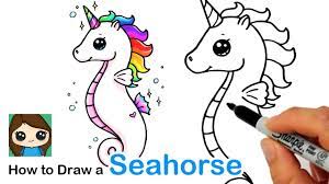 Cute seahorse template features a seahorse drawn in a cute way to draw in children's attention better. How To Draw A Unicorn Seahorse Youtube