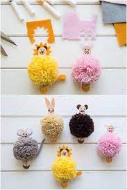 This pom pom pet kit contains everything you need (except scissors!) to make your very own christmas. Basteln Mit Kindern Pom Pom Tiere Pfefferminzgrun Basteln Ideen Ostern Pom Pom Tiere Basteln Fruhling Kinder
