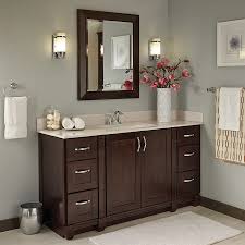Mix and match modular or fixed size cabinets to create any size bathroom layout Villa Bath By Rsi Sanabelle 54 In Java Bathroom Vanity Cabinet Lowes Com Bathroom Vanities Without Tops Contemporary Bathroom Vanity Rectangular Bathroom Mirror