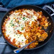 Baked in one dish makes clean up a breeze! Easy Cheesy Mexican Rice With Chicken Pudge Factor