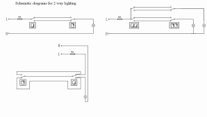 Two way switching schematic wiring diagram (3 wire control). Electrics Two Way Lighting